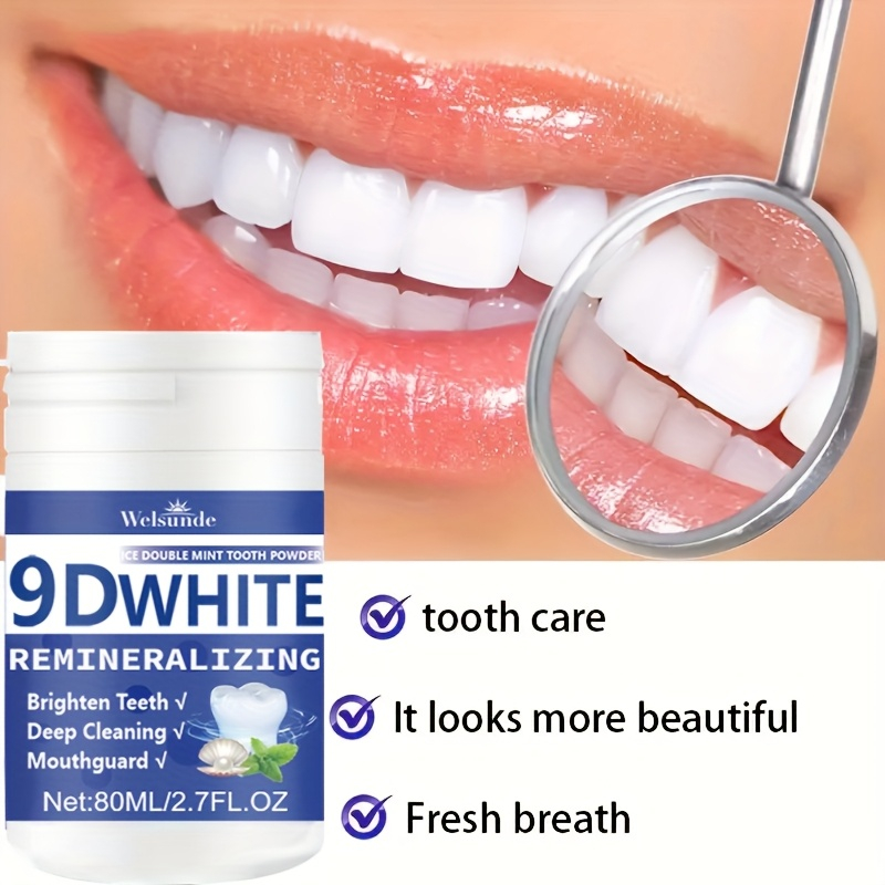 Teeth Whitening Ingredients - 9D White Remineralisierendes Hydroxyapatit-Zahnpulver, Zahnaufhellungspulver, Tiefenreinigung,