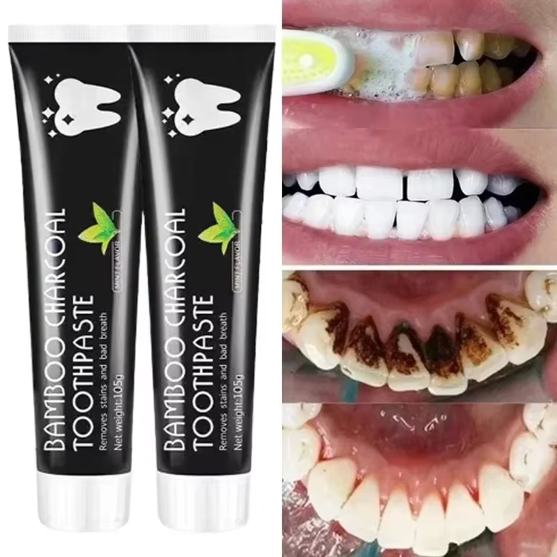 Teeth Whitening Charcoal - Aufhellende Zahnpasta, Bambuskohle-Zahnpasta, adsorbiert Mundgeruch, entfernt