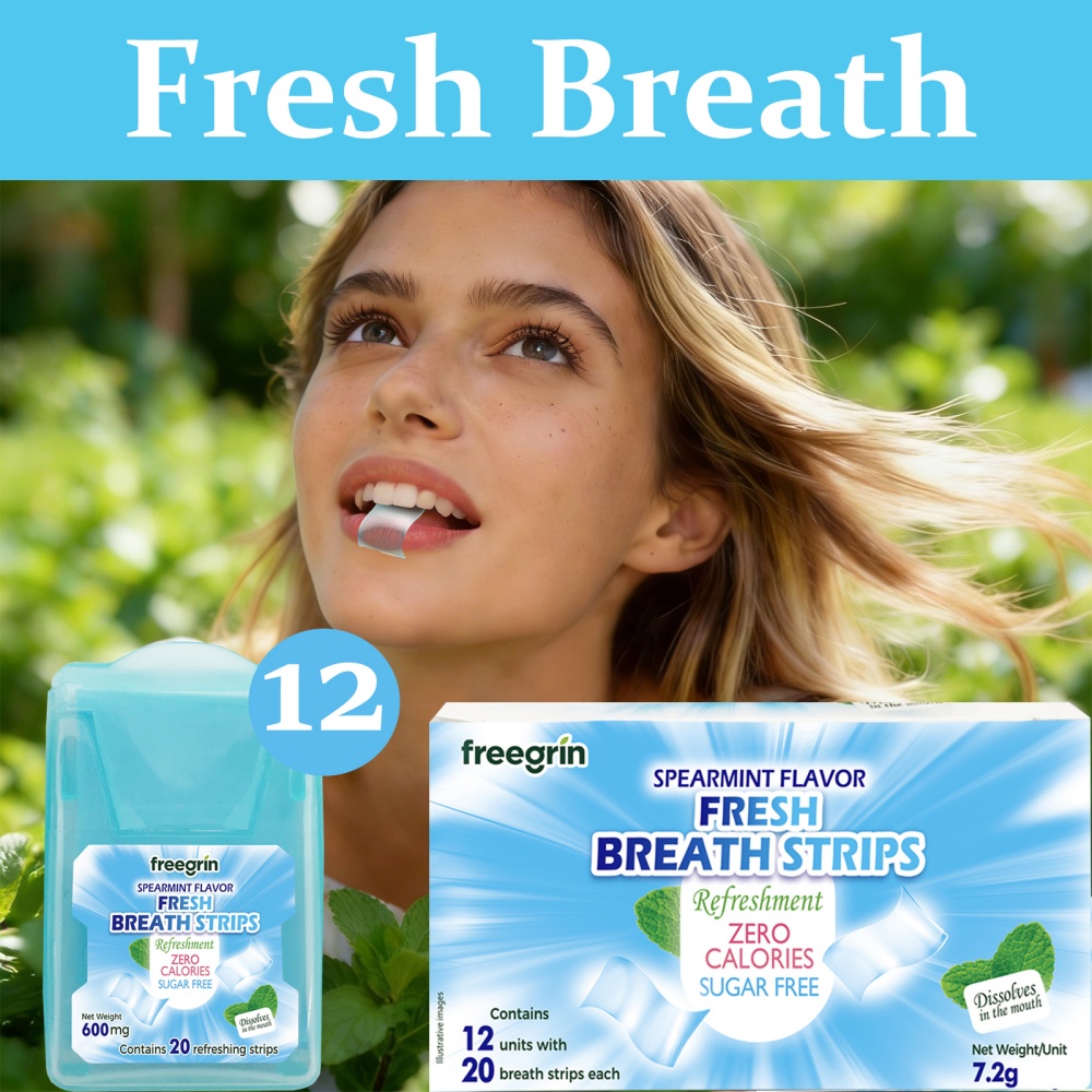 Teeth Whitening Retainer - FREEGRIN Spearmint-Geschmack Frische-Atem-Streifen Tragbare Streifen für