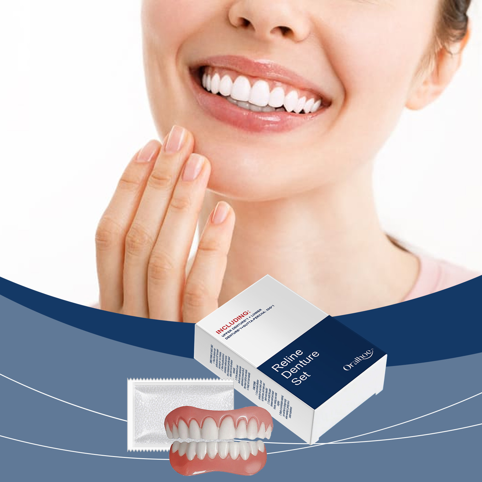 Teeth Whitening With Braces - Falsche Zahnprothesen, temporärer Zahn, orale Simulation,