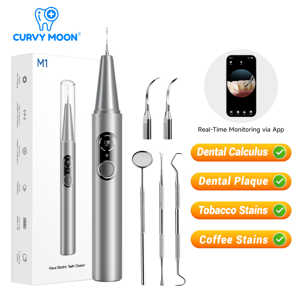 Teeth Whitening Uk - CURVY MOON Sichtbarer elektrischer Ultraschall-Zahnreiniger mit