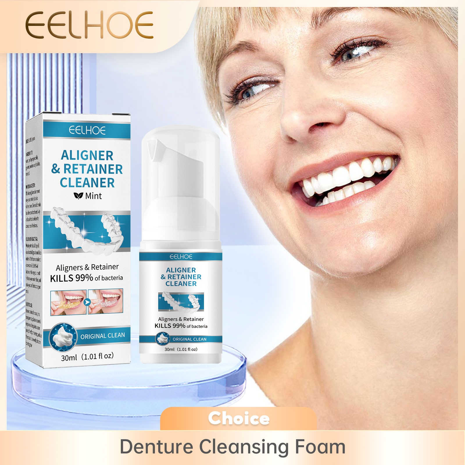 Teeth Whitening Toothpaste - Aligner-Prothesenreiniger, Schaumstoff, Tiefenreinigung, Entfernen von Zahnspangenflecken,