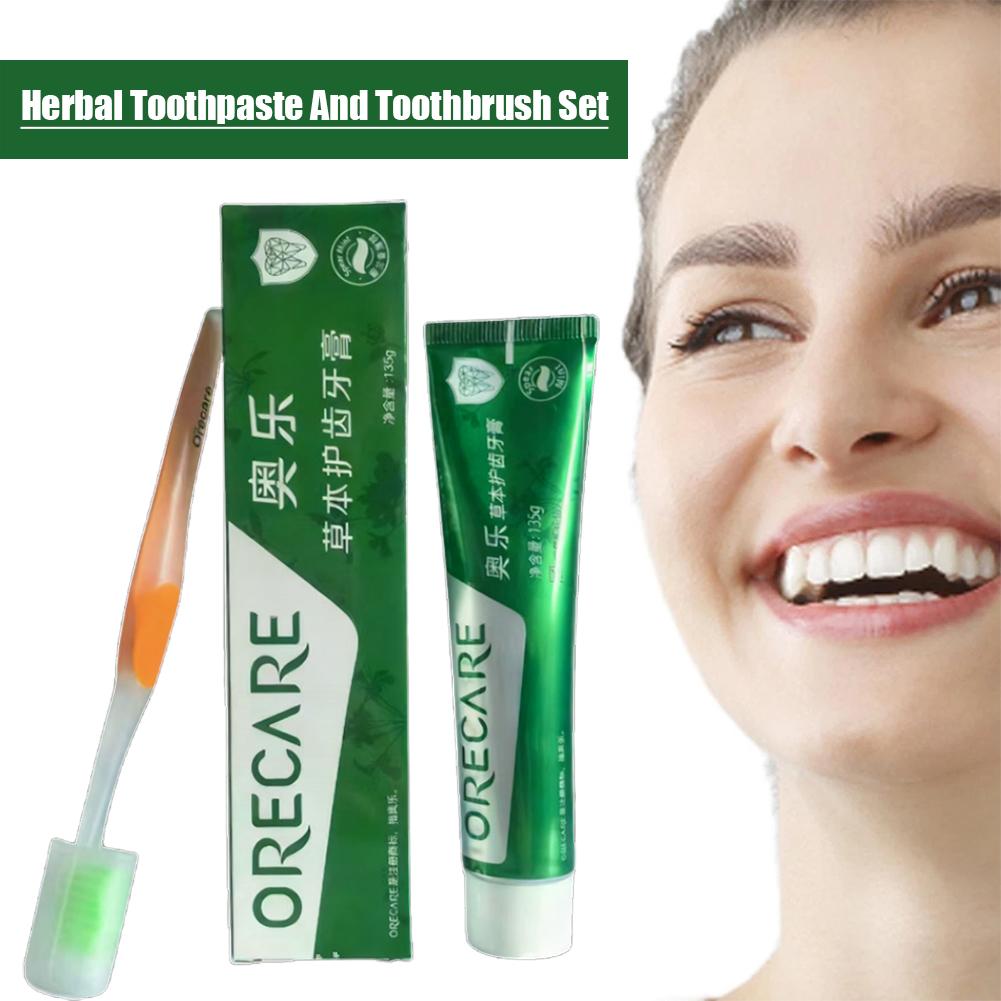 Teeth Whitening Toothpaste - Kräuter-Zahnpasta Rooibos-Minze Geschmack Zahnpasta mit Gratis-Zahnbürste