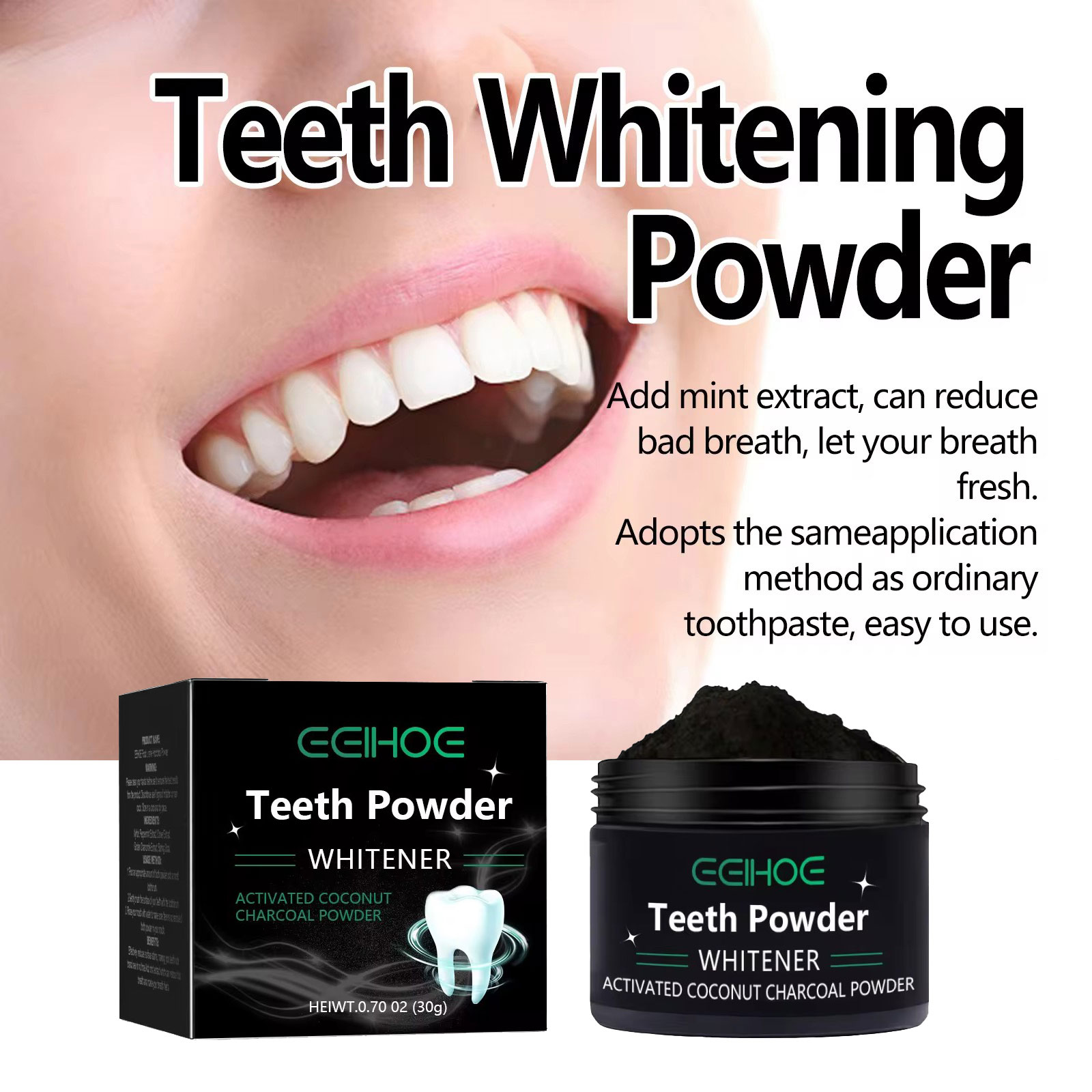EELHOE Holzkohlepulver für Zah – Teeth Whitening Charcoal Bewertung und Preis