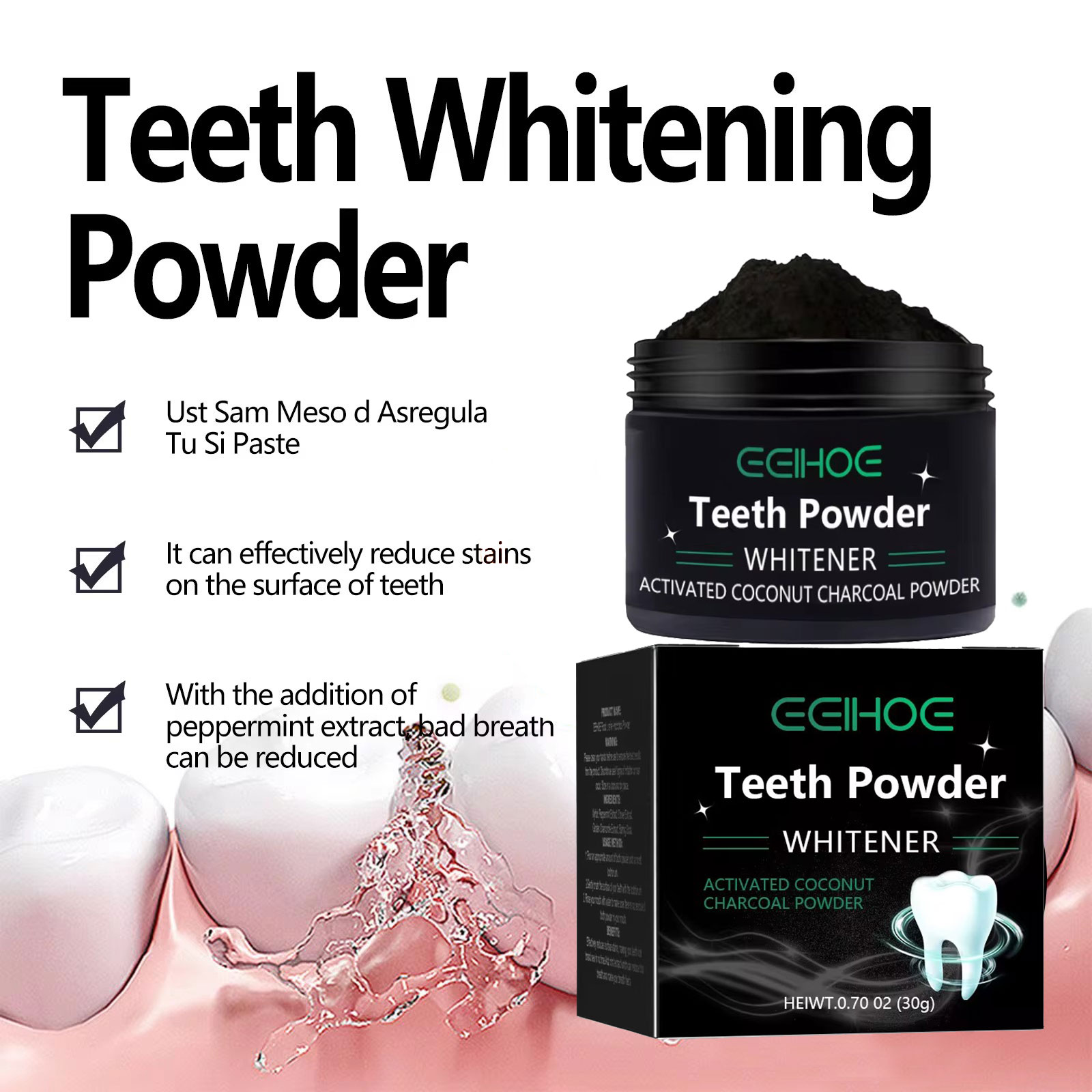 EELHOE Holzkohlepulver für Zah – Teeth Whitening Charcoal Bewertung und Preis