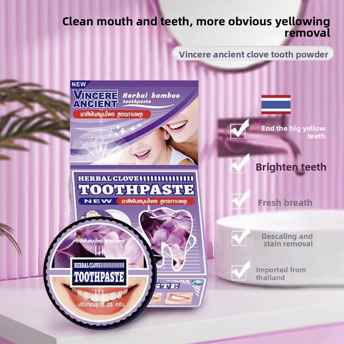 Natürliches Thai VINCERE Zahnp – Teeth Whitening Charcoal Bewertung und Preis